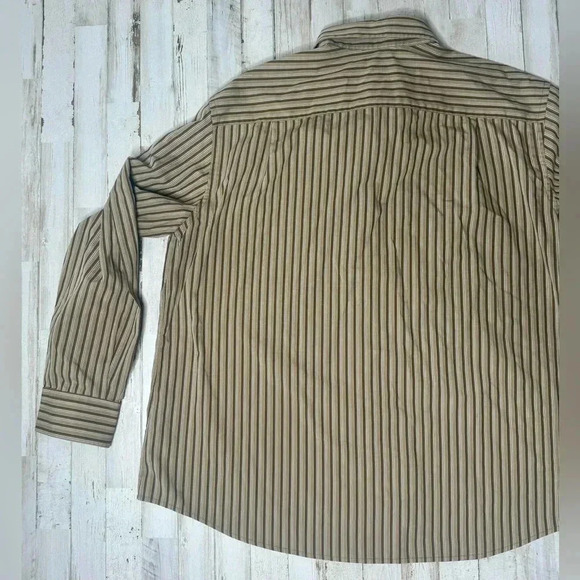 DOCKERS PLUS SIZE XXL Long Sleve Brown stripes Button up shirt - Picture 13 of 13